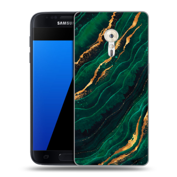 Силиконовый чехол на ZUK Z2 Pro с принтом Мрамор зеленое золото