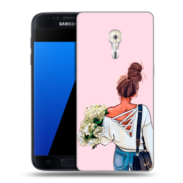 Силиконовый чехол на ZUK Z2 Pro с принтом Девушка и букет