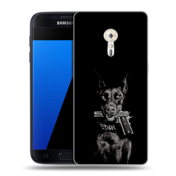 Силиконовый чехол на ZUK Z2 Pro с принтом Доберман и пистолет