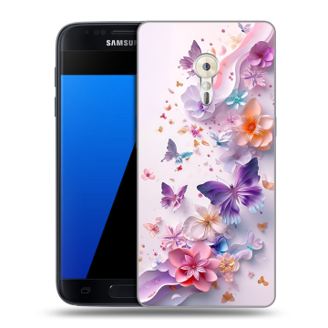 Силиконовый чехол на ZUK Z2 Pro с принтом цветы бабочки Силиконовый чехол на ZUK Z2 Pro с принтом цветы бабочки