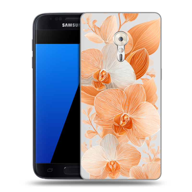 Силиконовый чехол на ZUK Z2 Pro с принтом Бежевые цветы Силиконовый чехол на ZUK Z2 Pro с принтом Бежевые цветы