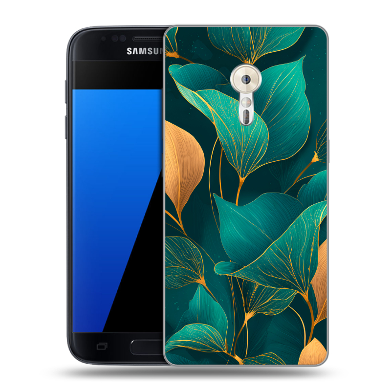 Силиконовый чехол на ZUK Z2 Pro с принтом Листья и золото Силиконовый чехол на ZUK Z2 Pro с принтом Листья и золото