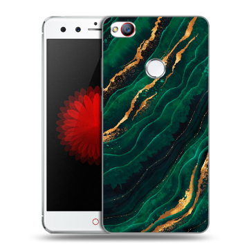 Силиконовый чехол на ZTE Nubia Z11 Mini с принтом Мрамор зеленое золото