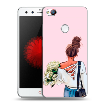 Силиконовый чехол на ZTE Nubia Z11 Mini с принтом Девушка и букет