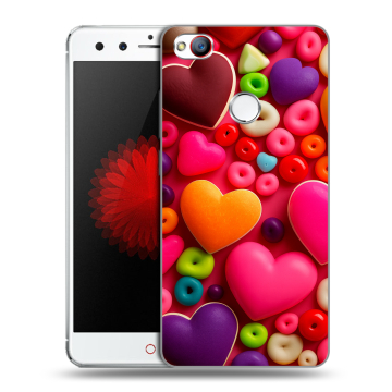 Силиконовый чехол на ZTE Nubia Z11 Mini с принтом Сердечки