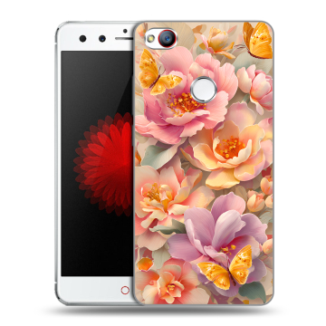 Силиконовый чехол на ZTE Nubia Z11 Mini с принтом Цветы и бабочки