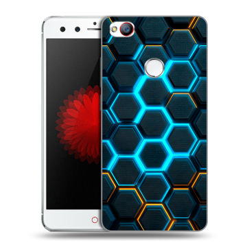 Силиконовый чехол на ZTE Nubia Z11 Mini с принтом Неоновые соты