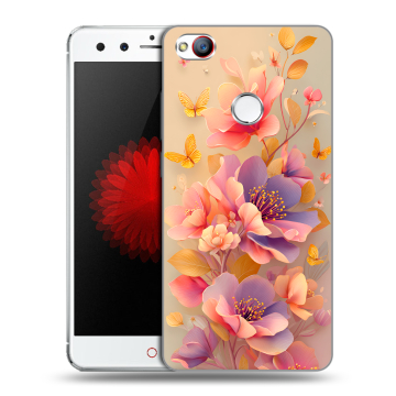 Силиконовый чехол на ZTE Nubia Z11 Mini с принтом Цветы и бабочки