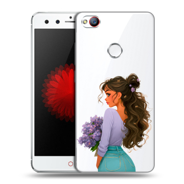 Силиконовый чехол на ZTE Nubia Z11 Mini с принтом девушка цветы