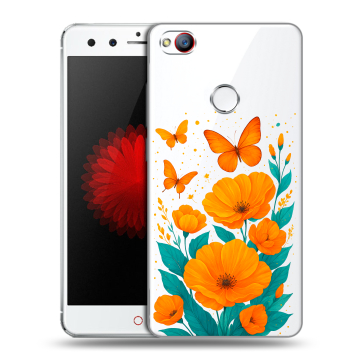 Силиконовый чехол на ZTE Nubia Z11 Mini с принтом цветы бабочки