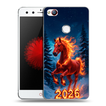 Силиконовый чехол на ZTE Nubia Z11 Mini с принтом Новый год коня