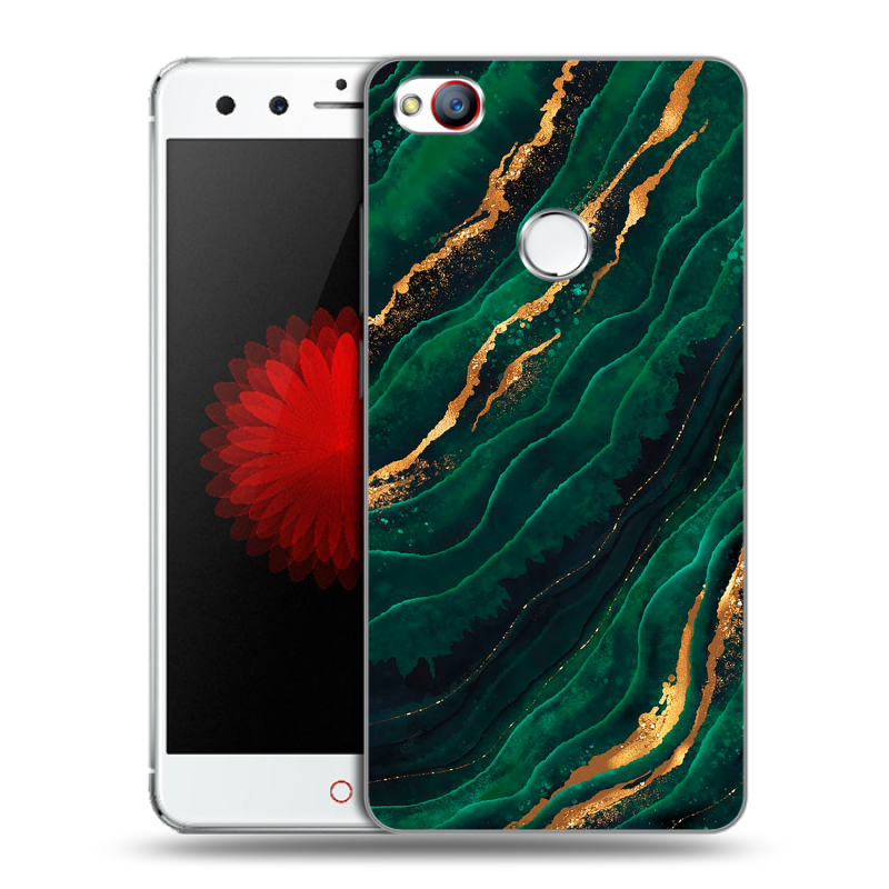 Пластиковый чехол на ZTE Nubia Z11 Mini с принтом Мрамор зеленое золото Пластиковый чехол на ZTE Nubia Z11 Mini с принтом Мрамор зеленое золото