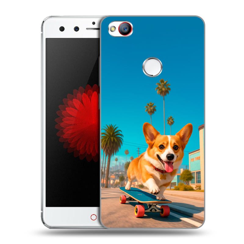 Силиконовый чехол на ZTE Nubia Z11 Mini с принтом Корги на скейте Силиконовый чехол на ZTE Nubia Z11 Mini с принтом Корги на скейте