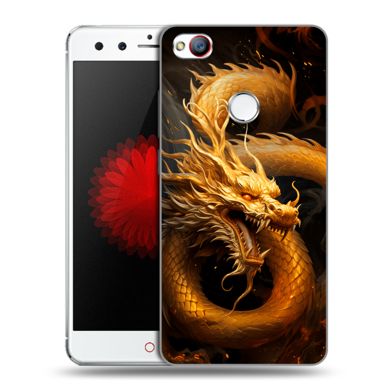 Силиконовый чехол на ZTE Nubia Z11 Mini с принтом Золотой дракон Силиконовый чехол на ZTE Nubia Z11 Mini с принтом Золотой дракон