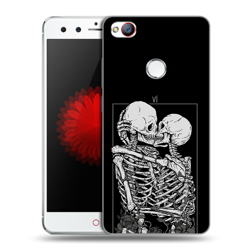 Пластиковый чехол на ZTE Nubia Z11 Mini с принтом Поцелуй скелетов Пластиковый чехол на ZTE Nubia Z11 Mini с принтом Поцелуй скелетов