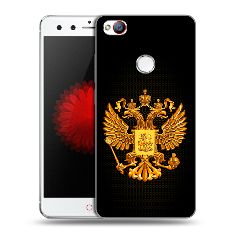 Пластиковый чехол на ZTE Nubia Z11 Mini с принтом Герб России желтый Пластиковый чехол на ZTE Nubia Z11 Mini с принтом Герб России желтый
