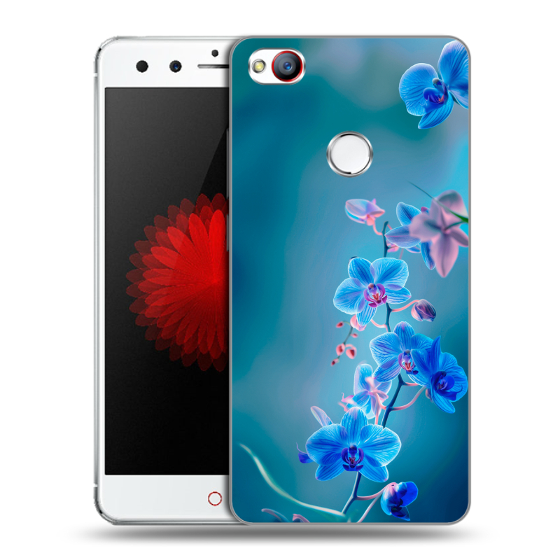 Пластиковый чехол на ZTE Nubia Z11 Mini с принтом Голубые цветы Пластиковый чехол на ZTE Nubia Z11 Mini с принтом Голубые цветы