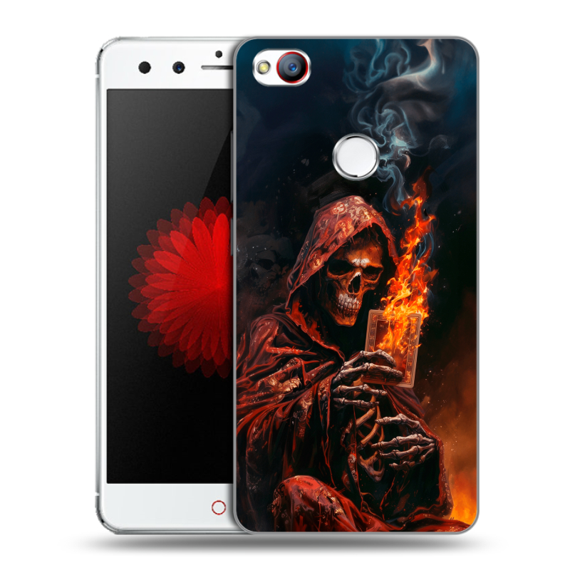 Пластиковый чехол на ZTE Nubia Z11 Mini с принтом Скелет и карты Пластиковый чехол на ZTE Nubia Z11 Mini с принтом Скелет и карты
