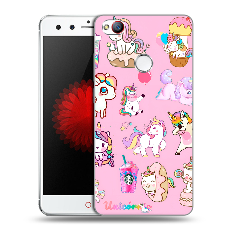 Пластиковый чехол на ZTE Nubia Z11 Mini с принтом розовые единороги Пластиковый чехол на ZTE Nubia Z11 Mini с принтом розовые единороги