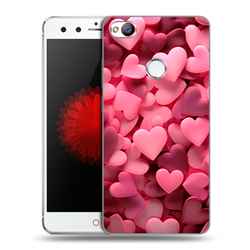 Силиконовый чехол на ZTE Nubia Z11 Mini с принтом розовые сердечки Силиконовый чехол на ZTE Nubia Z11 Mini с принтом розовые сердечки