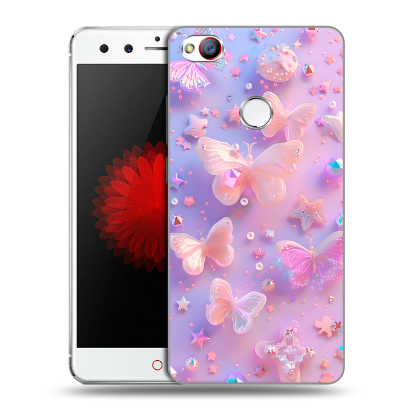 Силиконовый чехол на ZTE Nubia Z11 Mini с принтом Бабочки Силиконовый чехол на ZTE Nubia Z11 Mini с принтом Бабочки