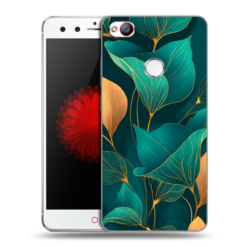 Силиконовый чехол на ZTE Nubia Z11 Mini с принтом Листья и золото Силиконовый чехол на ZTE Nubia Z11 Mini с принтом Листья и золото