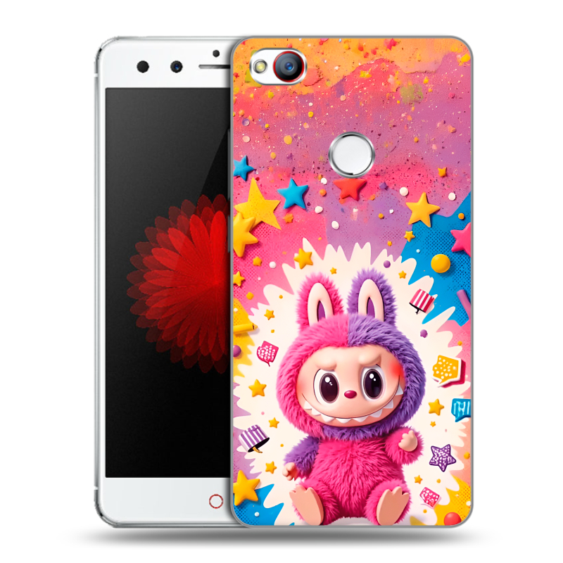 Пластиковый чехол на ZTE Nubia Z11 Mini с принтом Labubu Лабубу Пластиковый чехол на ZTE Nubia Z11 Mini с принтом Labubu Лабубу