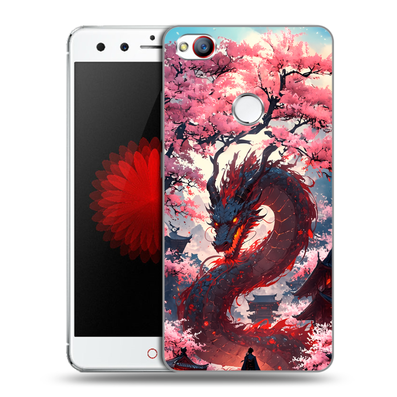 Силиконовый чехол на ZTE Nubia Z11 Mini с принтом Дракон Японский Силиконовый чехол на ZTE Nubia Z11 Mini с принтом Дракон Японский