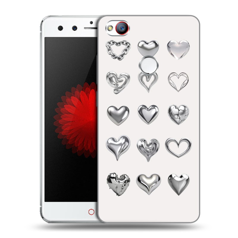 Пластиковый чехол на ZTE Nubia Z11 Mini с принтом Y2K сердечки Пластиковый чехол на ZTE Nubia Z11 Mini с принтом Y2K сердечки