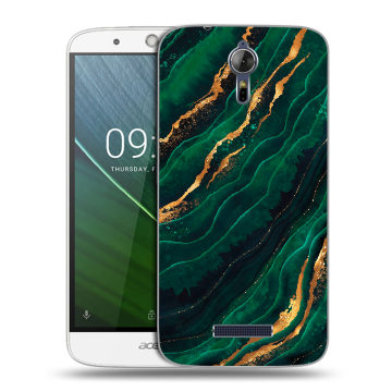 Силиконовый чехол на Acer Liquid Zest Plus с принтом Мрамор зеленое золото Силиконовый чехол на Acer Liquid Zest Plus с принтом Мрамор зеленое золото