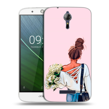 Силиконовый чехол на Acer Liquid Zest Plus с принтом Девушка и букет Силиконовый чехол на Acer Liquid Zest Plus с принтом Девушка и букет