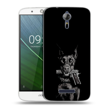Силиконовый чехол на Acer Liquid Zest Plus с принтом Доберман и пистолет Силиконовый чехол на Acer Liquid Zest Plus с принтом Доберман и пистолет