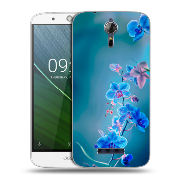 Силиконовый чехол на Acer Liquid Zest Plus с принтом Голубые цветы Силиконовый чехол на Acer Liquid Zest Plus с принтом Голубые цветы