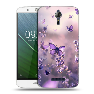Силиконовый чехол на Acer Liquid Zest Plus с принтом бабочки и лаванда Силиконовый чехол на Acer Liquid Zest Plus с принтом бабочки и лаванда
