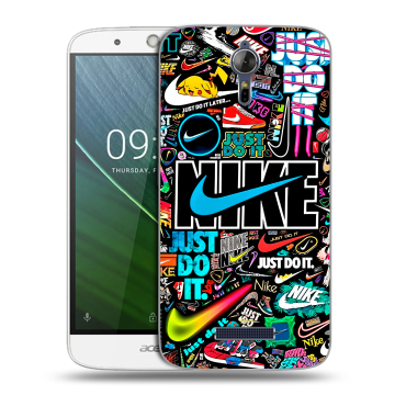 Силиконовый чехол на Acer Liquid Zest Plus с принтом найк nike черный Силиконовый чехол на Acer Liquid Zest Plus с принтом найк nike черный