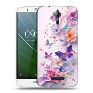 Силиконовый чехол на Acer Liquid Zest Plus с принтом цветы бабочки Силиконовый чехол на Acer Liquid Zest Plus с принтом цветы бабочки