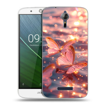 Силиконовый чехол на Acer Liquid Zest Plus с принтом бабочки розовые Силиконовый чехол на Acer Liquid Zest Plus с принтом бабочки розовые