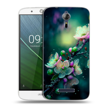 Силиконовый чехол на Acer Liquid Zest Plus с принтом Цветы и мрамор Силиконовый чехол на Acer Liquid Zest Plus с принтом Цветы и мрамор