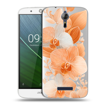 Силиконовый чехол на Acer Liquid Zest Plus с принтом Бежевые цветы