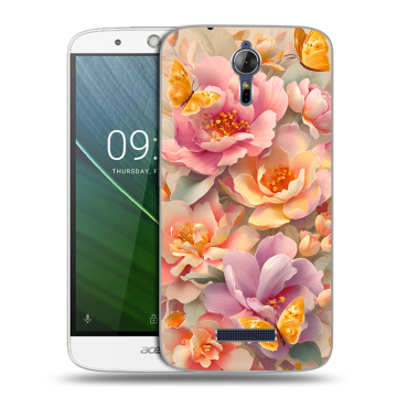Силиконовый чехол на Acer Liquid Zest Plus с принтом Цветы и бабочки