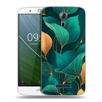 Силиконовый чехол на Acer Liquid Zest Plus с принтом Листья и золото