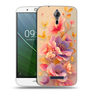 Силиконовый чехол на Acer Liquid Zest Plus с принтом Цветы и бабочки