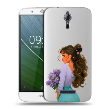 Силиконовый чехол на Acer Liquid Zest Plus с принтом девушка цветы