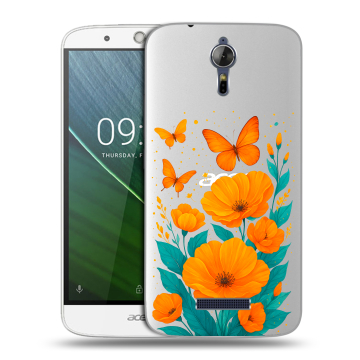Силиконовый чехол на Acer Liquid Zest Plus с принтом цветы бабочки