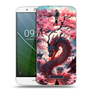 Силиконовый чехол на Acer Liquid Zest Plus с принтом Дракон Японский Силиконовый чехол на Acer Liquid Zest Plus с принтом Дракон Японский