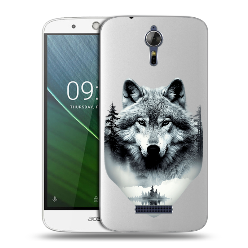 Силиконовый чехол на Acer Liquid Zest Plus с принтом Волк в лесу Силиконовый чехол на Acer Liquid Zest Plus с принтом Волк в лесу