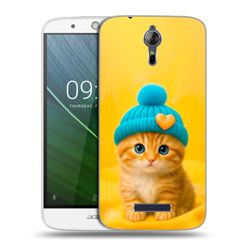 Силиконовый чехол на Acer Liquid Zest Plus с принтом Котенок в шапке Силиконовый чехол на Acer Liquid Zest Plus с принтом Котенок в шапке
