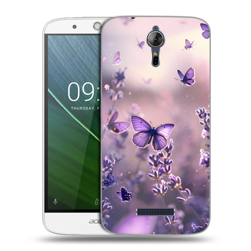 Силиконовый чехол на Acer Liquid Zest Plus с принтом бабочки и лаванда Силиконовый чехол на Acer Liquid Zest Plus с принтом бабочки и лаванда