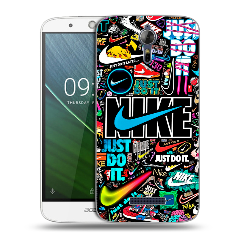 Силиконовый чехол на Acer Liquid Zest Plus с принтом найк nike черный Силиконовый чехол на Acer Liquid Zest Plus с принтом найк nike черный