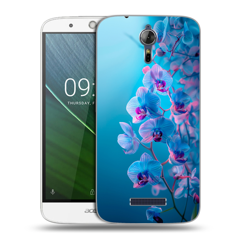 Силиконовый чехол на Acer Liquid Zest Plus с принтом голубые орхидеи Силиконовый чехол на Acer Liquid Zest Plus с принтом голубые орхидеи